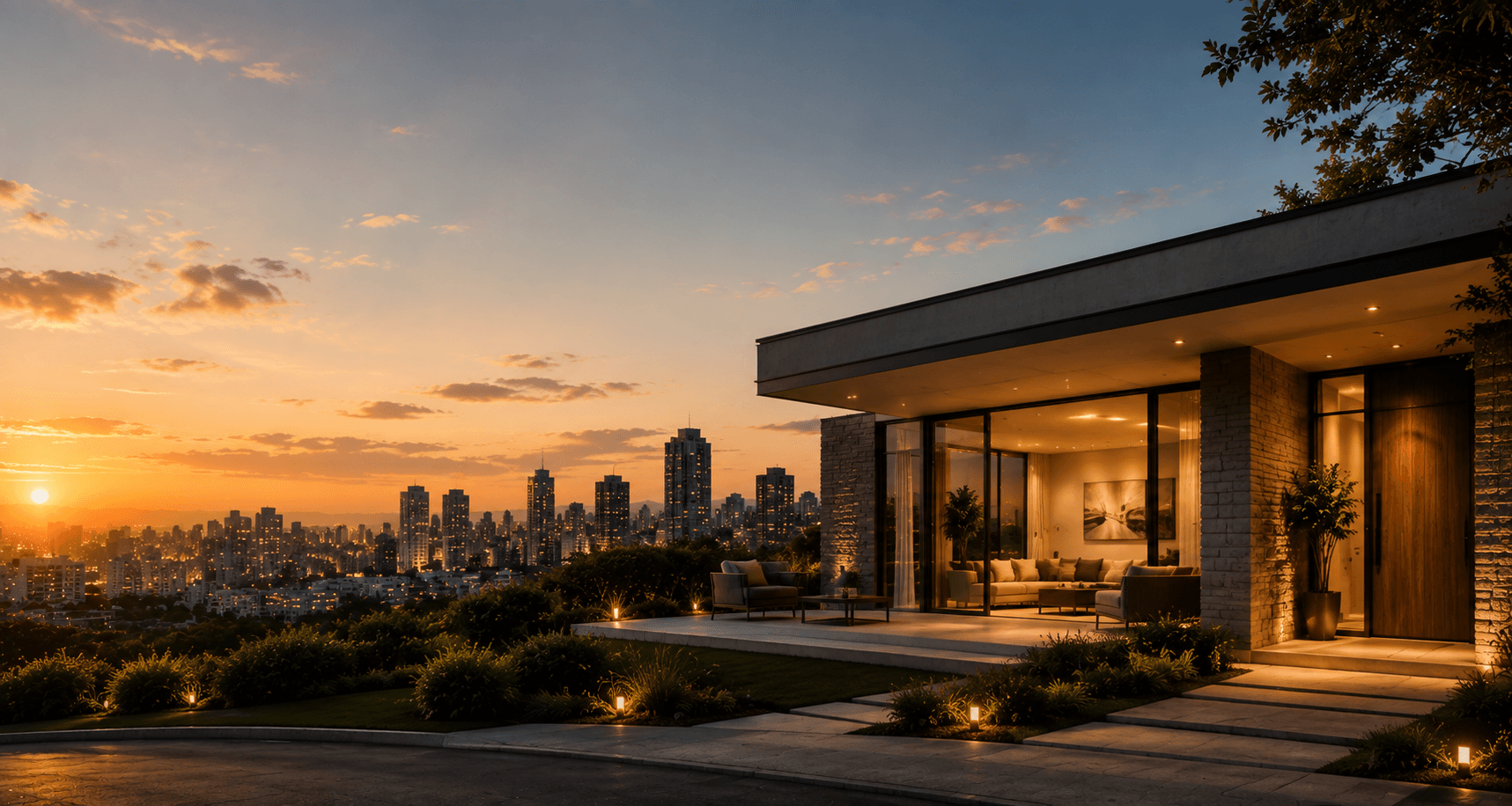 Residência contemporânea em concreto e vidro